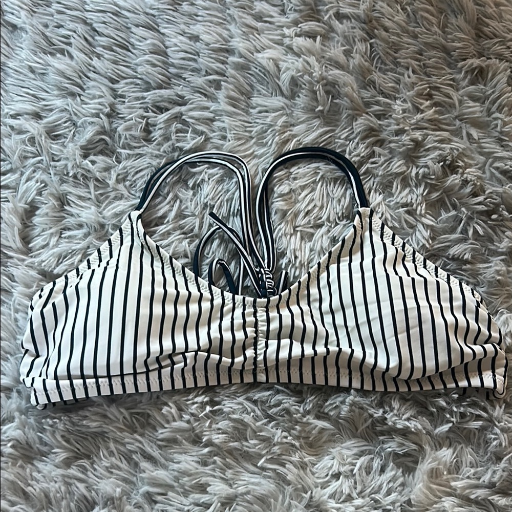 Old Navy Black and White Striped Bikini Top